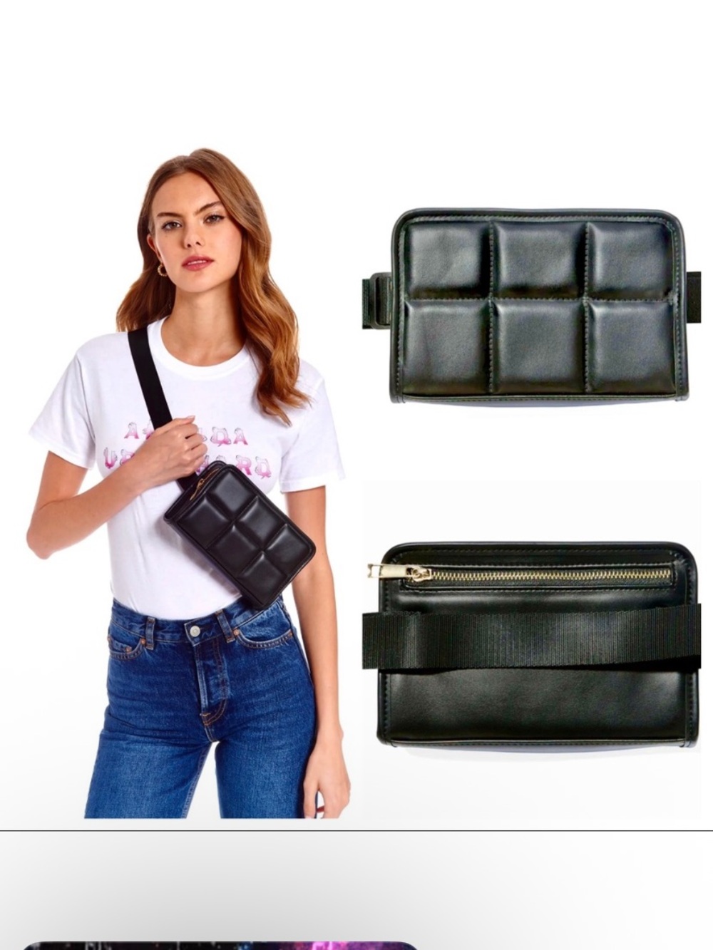 Amanda Uprichard Black Quilted Belt Bag NWT